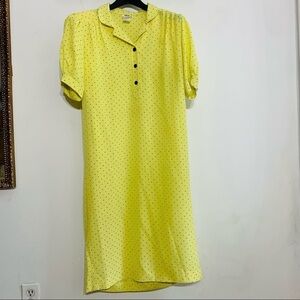 Vintage Rodier sunburst yellow suit of cards casual Kate shift dress large